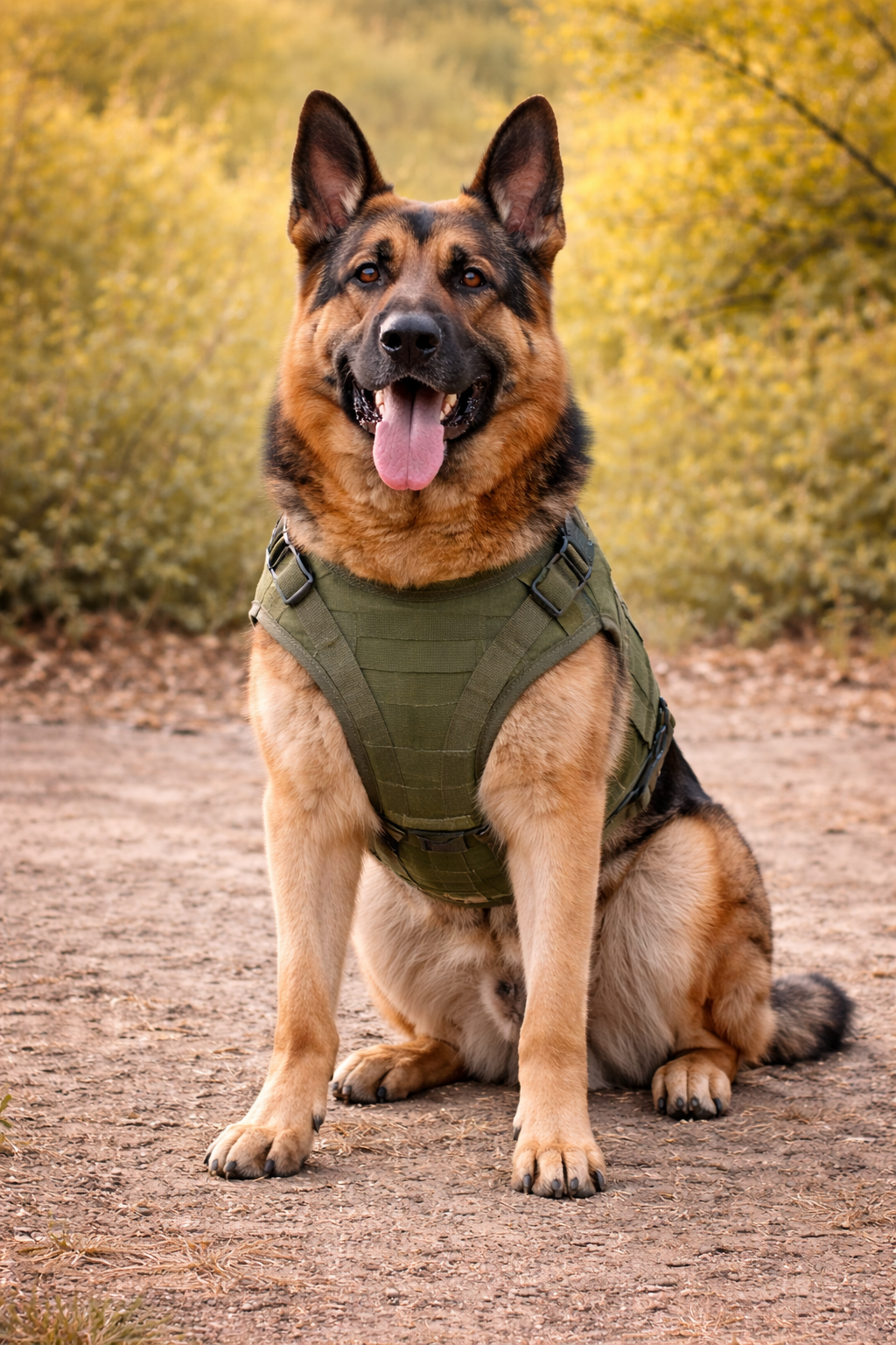 Harnais tactique militaire MOLLE grand chien — harnais tactique MOLLE vue principale