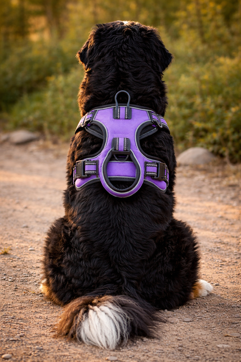 Harnais anti-traction 4 points grand chien — vue de profil sangles réglables