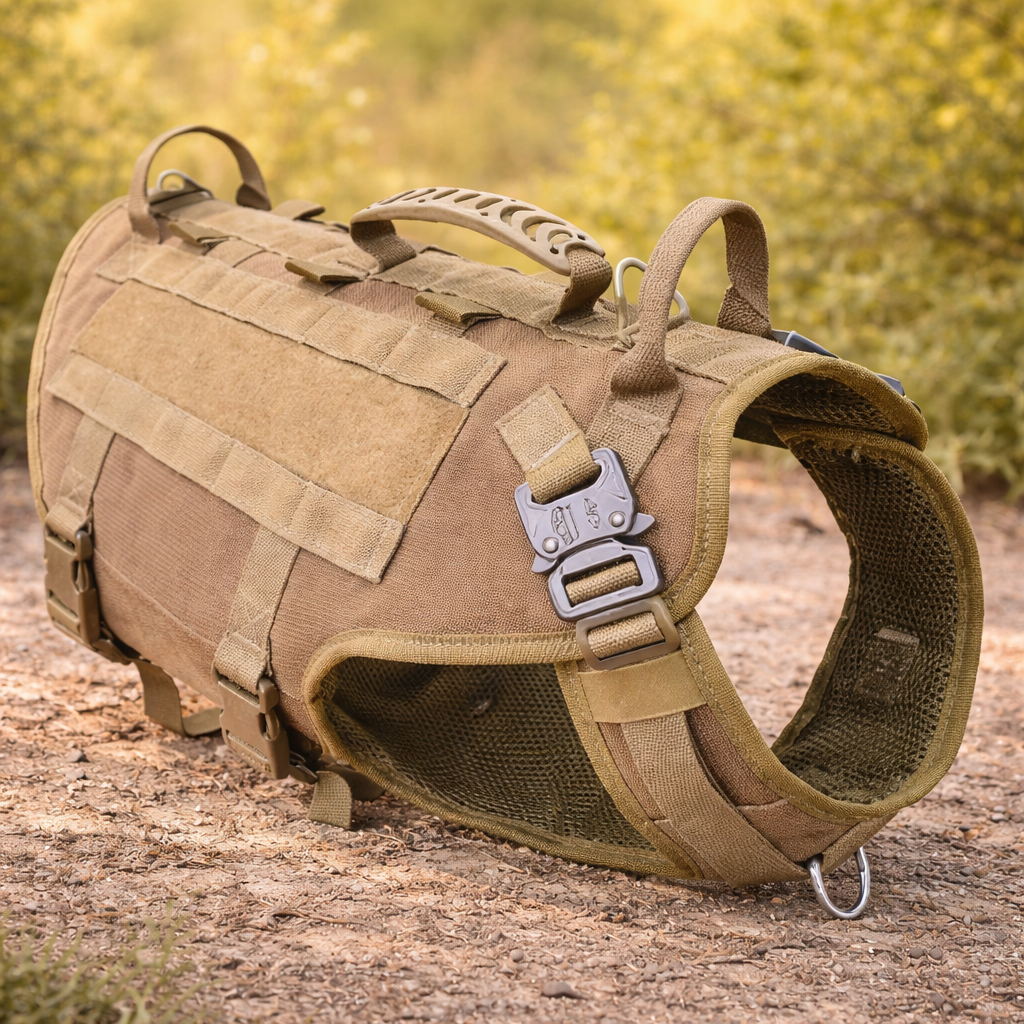 Harnais tactique militaire MOLLE grand chien — rembourrage anti-traction poitrail