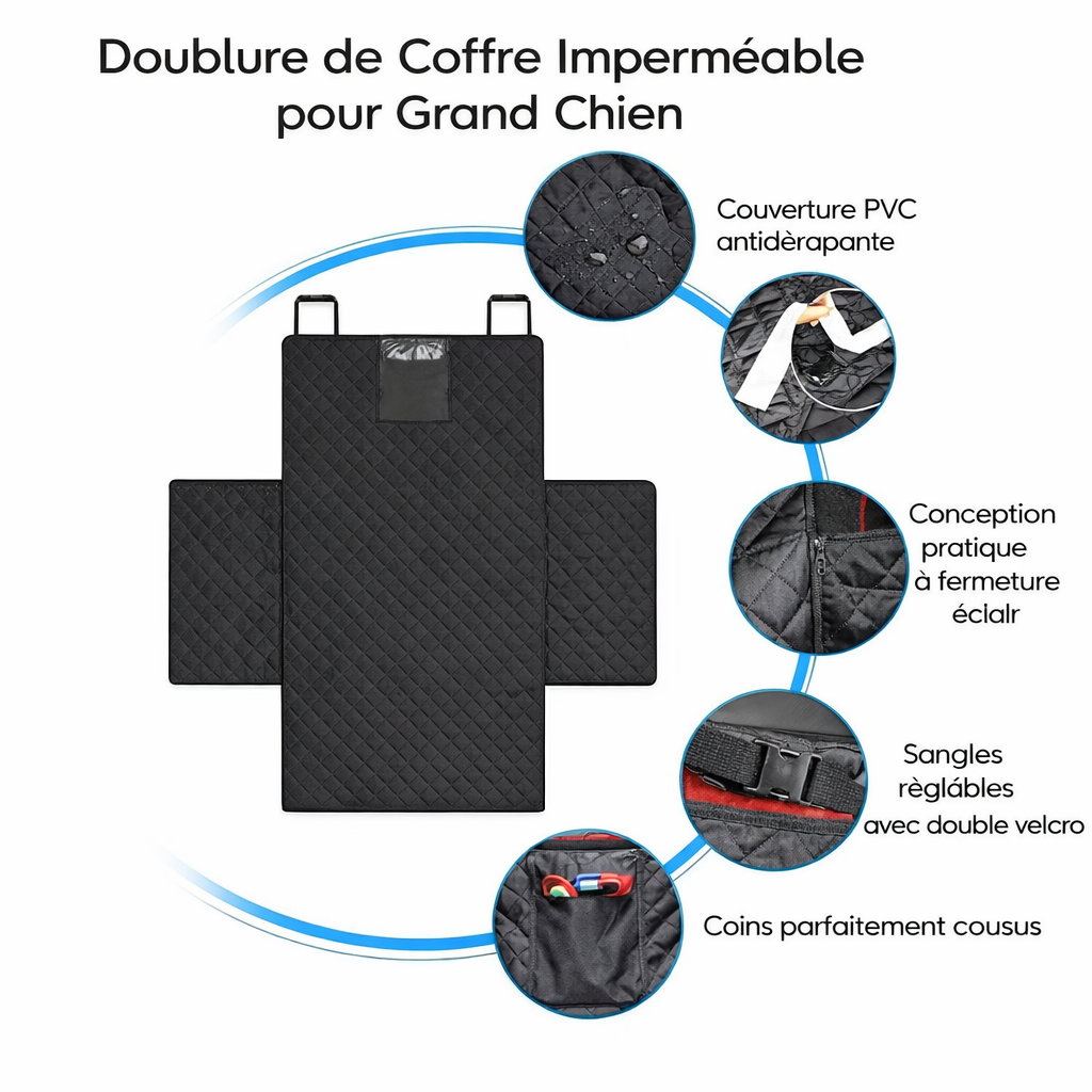 Housse de coffre SUV imperméable antidérapante pour grand chien — surface antidérapante avec grand chien installé