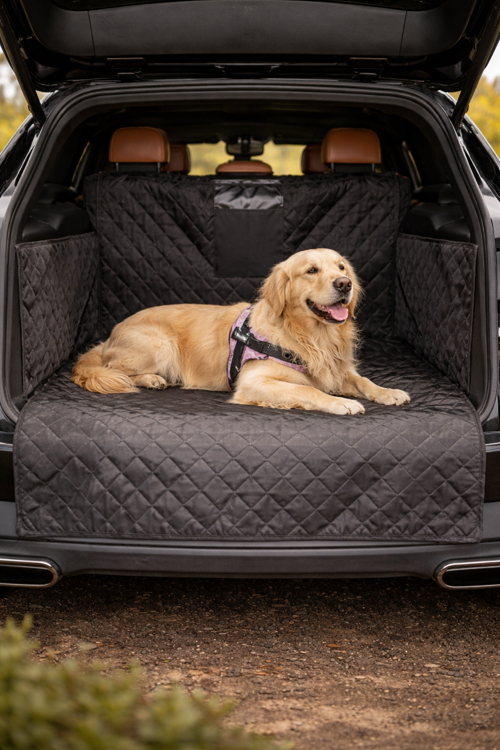 Housse de coffre SUV imperméable antidérapante pour grand chien — bords de protection latéraux relevés