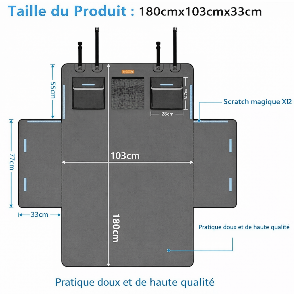 Housse voiture 2-en-1 hamac et coffre pour grand chien — compatibilité berline et SUV