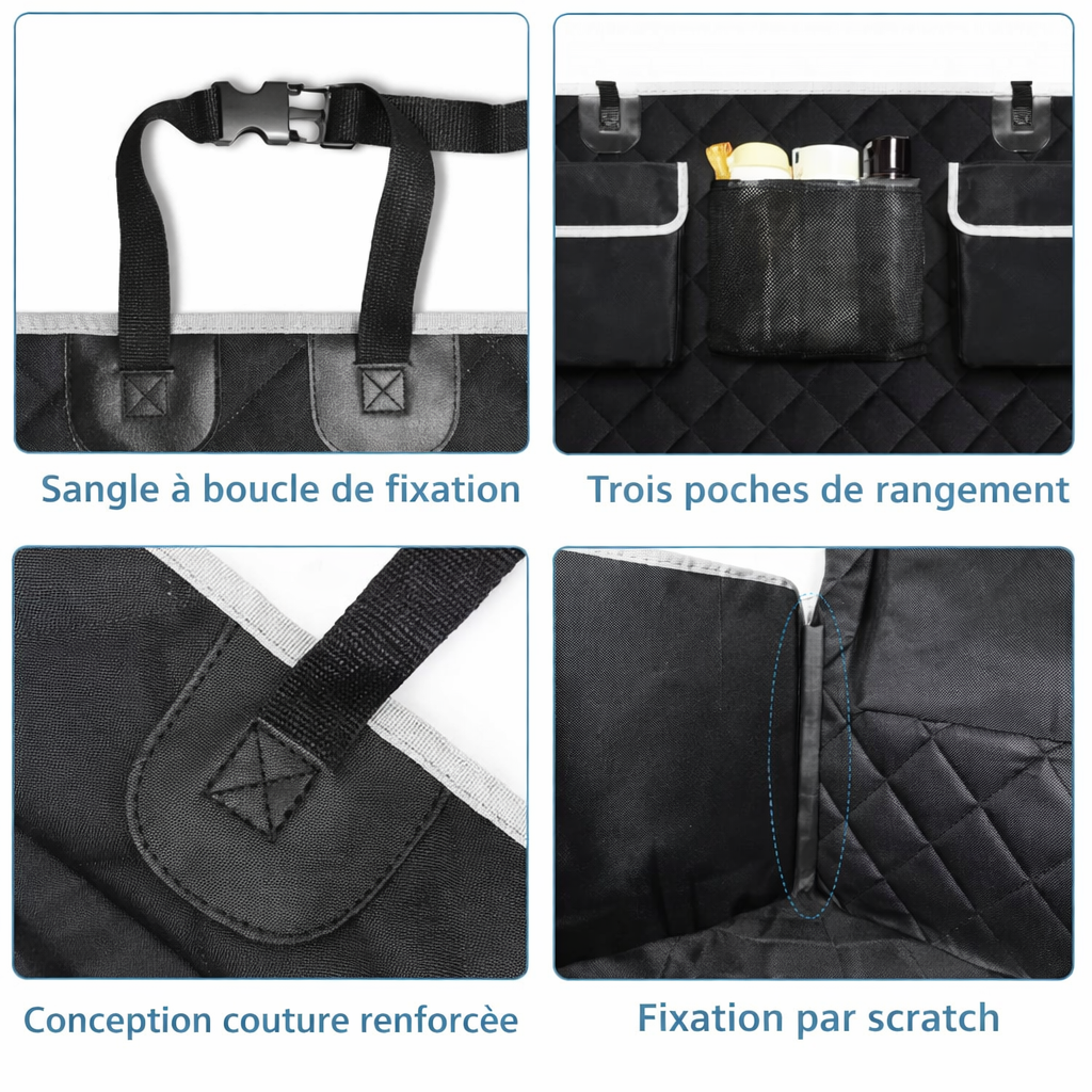 Housse voiture 2-en-1 hamac et coffre pour grand chien — grand chien allongé dans le hamac voiture