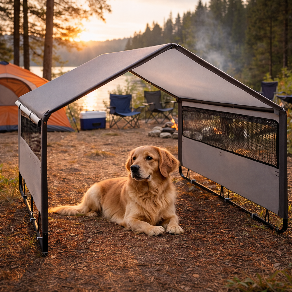 Tente imperméable pour grand chien Grandes Pattes — détail du tissu imperméable Oxford