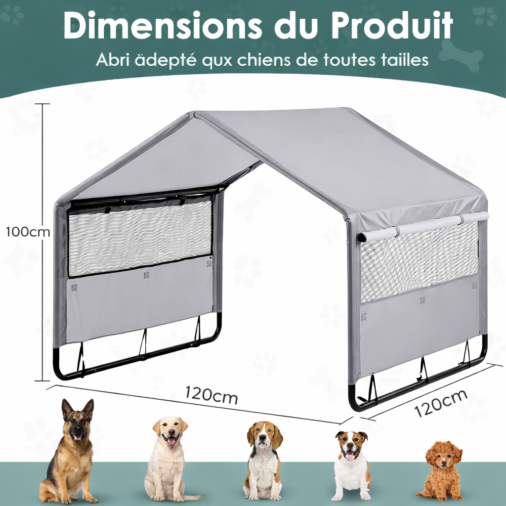 Tente imperméable pour grand chien Grandes Pattes — dimensions et guide des tailles