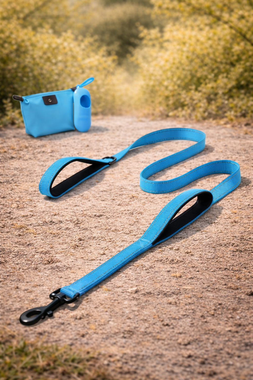 Laisse double poignée réfléchissante pour grand chien — poignée rapprochée de contrôle urbain