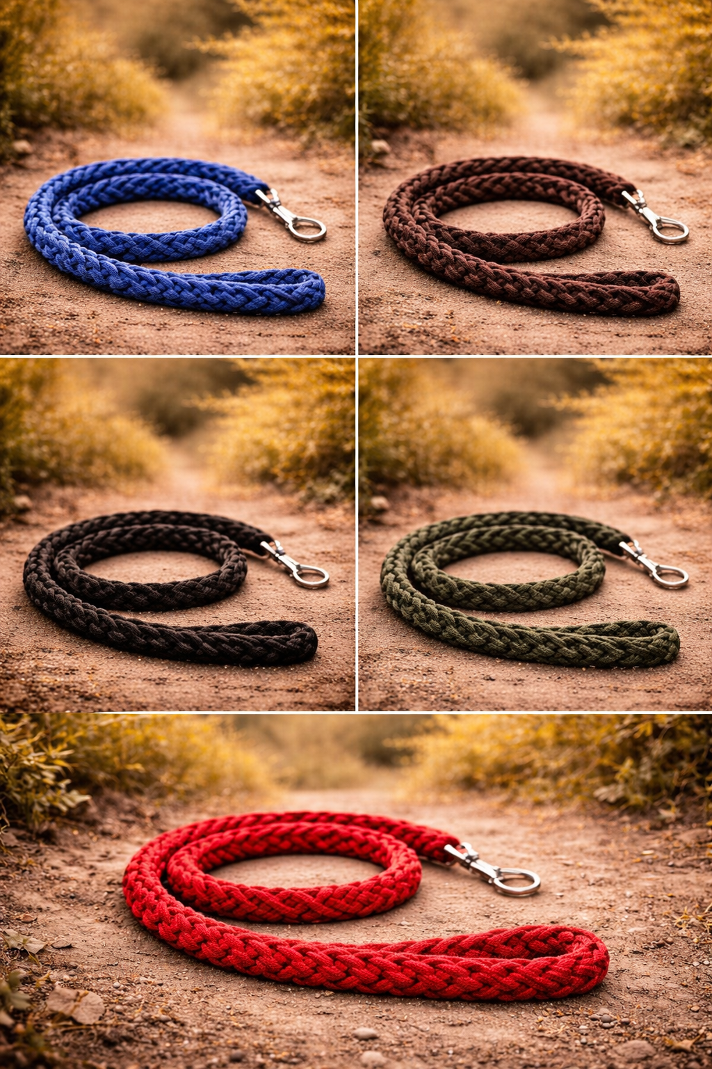 Laisse corde d'escalade robuste pour grand chien — poignée ergonomique rembourrée