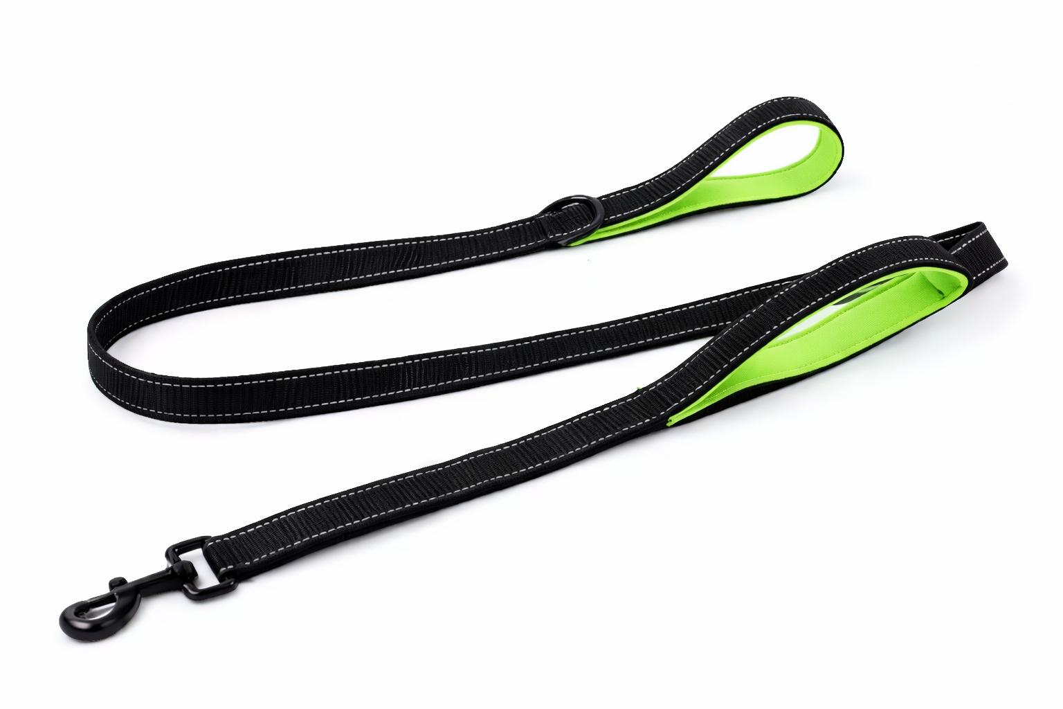 Laisse double poignée réfléchissante pour grand chien — coloris noir et gris disponibles